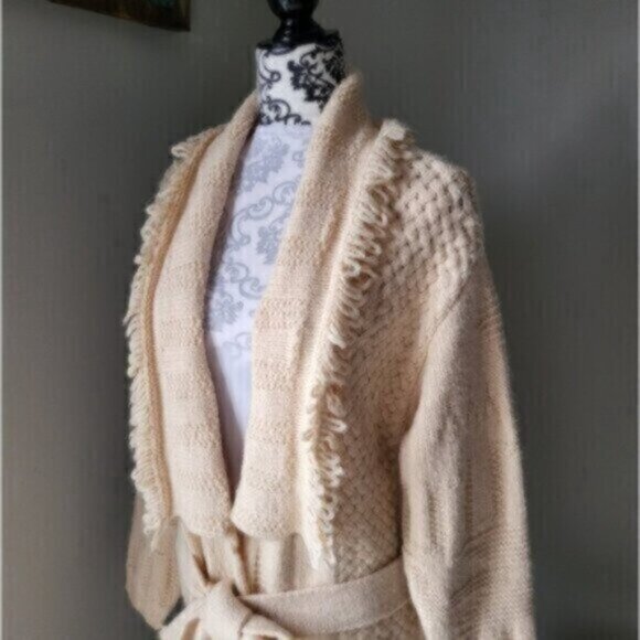 ESQUALO Fringe Knit Cardigan Sweater NWT Women's Sz Lrg - Picture 3 of 14